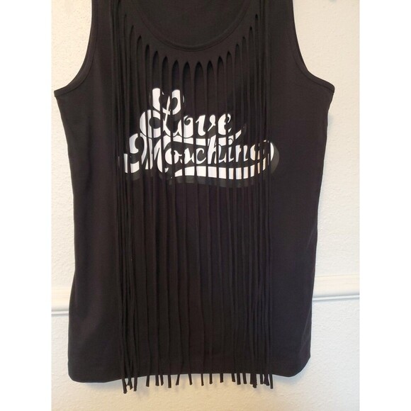 Love Moschino Black Fringe Cut Tank Top 90's Size 6 US NWT $170 - Picture 4 of 16